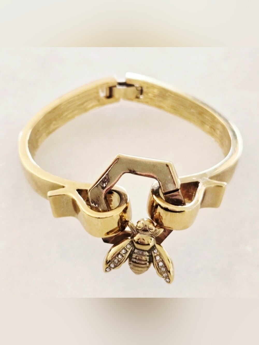 Bee & Rhinestone Bangle Bracelet, Rhinestone, Anne Klein